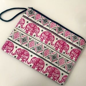 Red and black wristlet elephant patterned